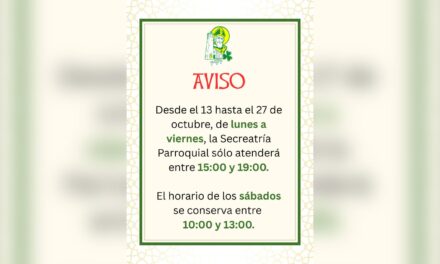 Aviso sobre horarios de la Secretaría Parroquial